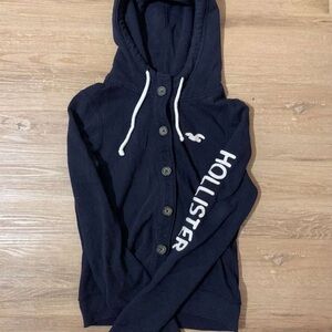 Hollister Dark Blue Hoodie with Light Details